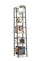5-Tier Ladder Shelf Bookcase, Living Room Rustic