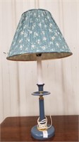 Blue lamp with blue floral shade