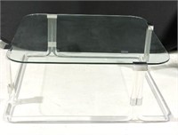 Mid Century Modern Lucite & Glass Top Coffee Table