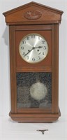 Antique 8 Day Chiming Wall Clock With Key
