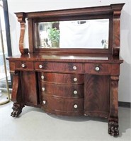 Large Bow Front Mahogany Sideboard With Mirror