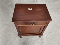 Vintage Wooden End Table With Storage Compartmt