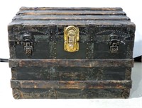 Antique Steam Trunk With Wood Slats