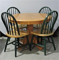 Oak Pedestal Dining Table & 4 Hoop Back Chairs