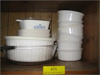 Shelf of Corning & Misc Bakeware