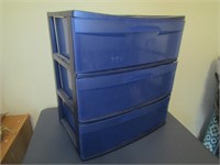 3 Drawer Plastic Storage Bin. Blue