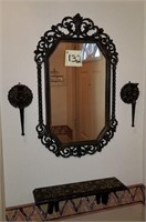 Wall Décor-Mirror, Wall Sconces & Shelf