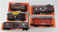 Lionel lot of 5 train cars, O gauge, with  boxes: