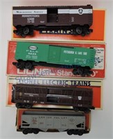 Lionel lot of 4 standard "O" gauge train cars with