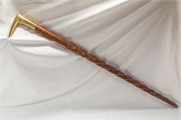 Brass Handle Twisted Wooden Walking Stick/Cane