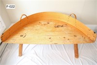 Wood Half-Moon Table/Bench with Handles