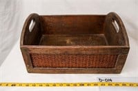 Wooden Basket with Woven Sides