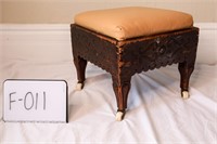 19th Century Mahogany Upholstered Footstool