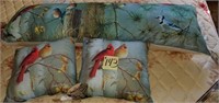 3 pc James Hautman Bird Pillow Set