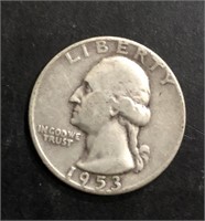 1953 WASHINGTON SILVER QUARTER