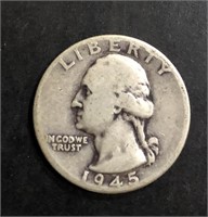 1945 WASHINGTON SILVER QUARTER