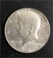 1969-D KENNEDY 40% SILVER HALF DOLLAR