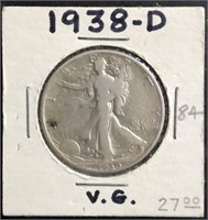 1938-D WALKING LIBERTY SILVER HALF DOLLAR