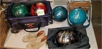 5 Bowling Balls, Bags & Shoes