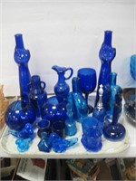 blue glass  - cat vases ++++