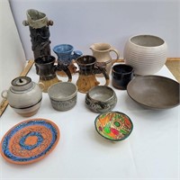 Various pottery bowls and mugs