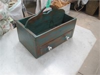 wood carrier w/ 1 drawer 7" x  11" x 9" tall