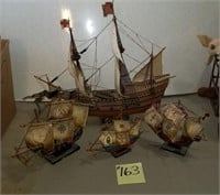 4 Vintage Model Ships-Mayflower, Nina, Pinta,