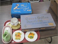 2 snack sets in boxes- 2 tea tiles