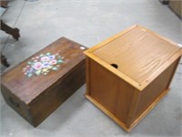20" box painted w/flowers & file box