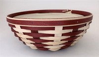 Red and white popcorn bowl with Lidded Protector