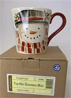Longaberger NIB Top hat snowman mug