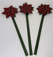 Longaberger Set of 3 wood splints Poinsettias