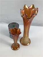 2 vases à haut col en verre carnaval
