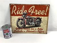 Enseigne métallique au look vintage "Ride Free"