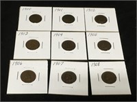 Indian Penny Lot 1900-1908
