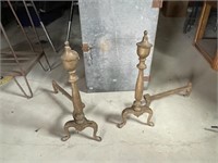 Heavy Cast Metal Brass? Antique Fireplace Andirons
