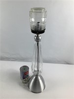 Lampe en verre et métal argenté style atomic (F)