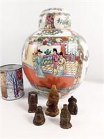 Vase Urne Oriental  & statuettes bouddha
