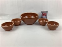 Saladier & 4 bols en céramique couleur Terracotta