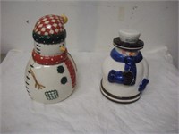 2 Ceramic Cookie Jars-Snowmen