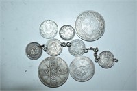 Foreign Silver Coins & Coin Silver Bracelet