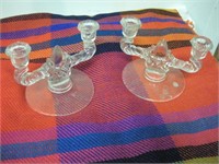 2 Cut Glass Candle Stick Holders