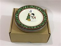 Set of 4 Longaberger Pottery Holiday Snack Plates-