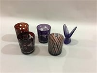 Lot of 5 Glassware Pieces Including Amethyst