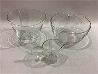 Lot of 3 Quality Glassware Serving Pieces