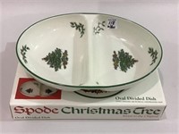 Spode England Christmas Tree Oval Divided Dish