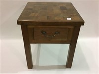 Sm. One Drawer Wood Side Table w/ Checker Board