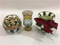Lot of 3 MacKenzie-Childs Decorative Glassware