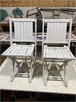 2 - Vintage White Folding Chairs