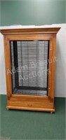 Solid wood LARGE bird cage on wheels, like new,